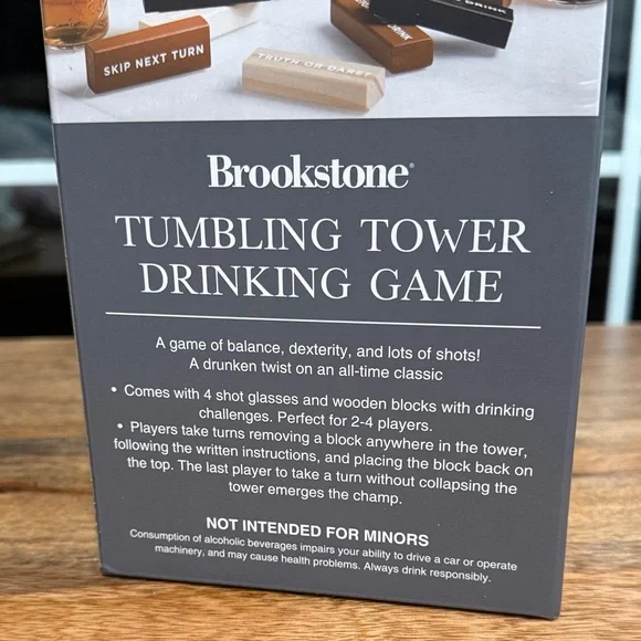 Brookstone Tumbling Tower Drinking Game - Black, Brown, and Tan - Picture 4 of 5